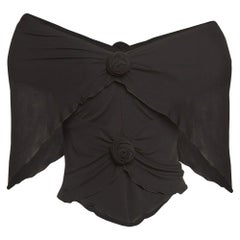 Saint Laurent Paris Black Knit Ruffled Rose Detail Top M