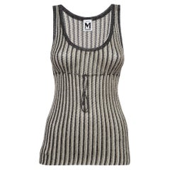 M Missoni Black Stripe Patterned Lurex Knit Tank Top S