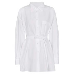 Valentino White Cotton Waist Tie Shirt XS
