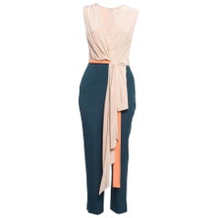 Roksanda Ilincic Pink/Blue Crepe Waist Tie Detail  Jumpsuit S