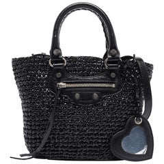 Bolso Le Cagole Negro de Balenciaga de cuero tejido y paja