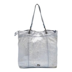 Burberry Metallic Blue Leather Elmgate Tote