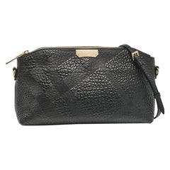 Burberry Black Embossed Check Leather Chichester Crossbody Bag