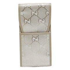 Gucci Silver GG Imprime Canvas Cigarette Case