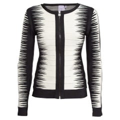 Herve Leger Schwarz/Weiß gemusterte Britt-Jacke mit Reißverschluss und Muster, M