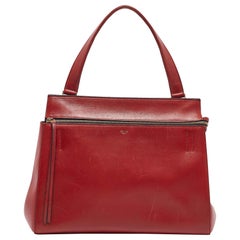 Celine Red Leather Medium Edge Top Handle Bag