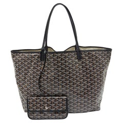 Goyard Black Goyardine Coated Canvas and Leather Saint Louis GM Tote