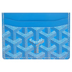 Portacarte Saint Sulpice in tela e pelle blu Goyard