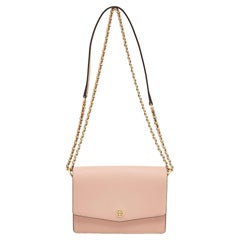 Tory Burch Peach Leather Mini Robinson Shoulder Bag