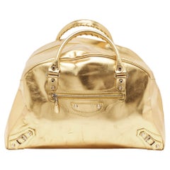 Balenciaga Gold Leather Bowling Bag
