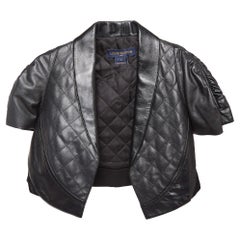 Louis Vuitton Black Leather Open Front Crop Jacket S