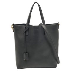 Saint Laurent Black Leather Toy Shopper Tote