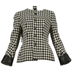 Yohji Yamamoto Houndstooth Jacket With Leather Detail 10