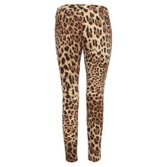Dolce & Gabbana Brown Leopard Print Stretch Cotton Trousers S