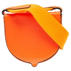 Loewe Orange Neon Leather Heel Flap Crossbody Bag