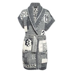 Chanel Black/White Intarsia Knit Cashmere Belted Cardigan S