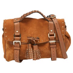Cartable Alexa à glands cloutés en nubuck et cuir de Mulberry Brown