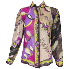 Vintage Pucci printed silk chiffon blouse 1960s