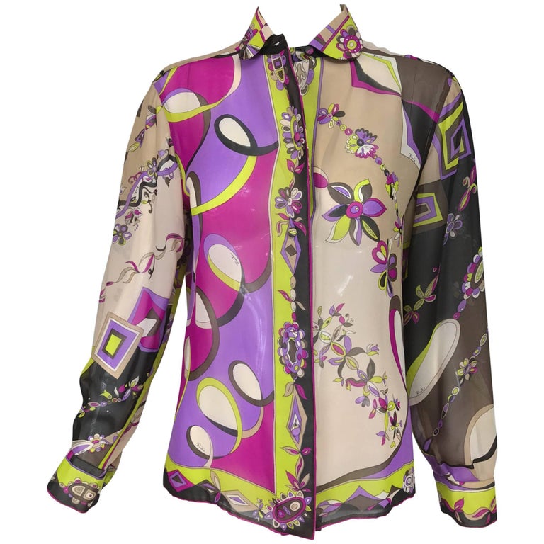 Vintage Pucci printed silk chiffon blouse 1960s For Sale at 1stDibs ...