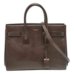 Saint Laurent Dark Brown Leather Small Sac De Jour Tote