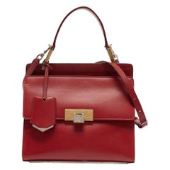 Balenciaga Red Leather Le Dix Cartable Top Handle Bag