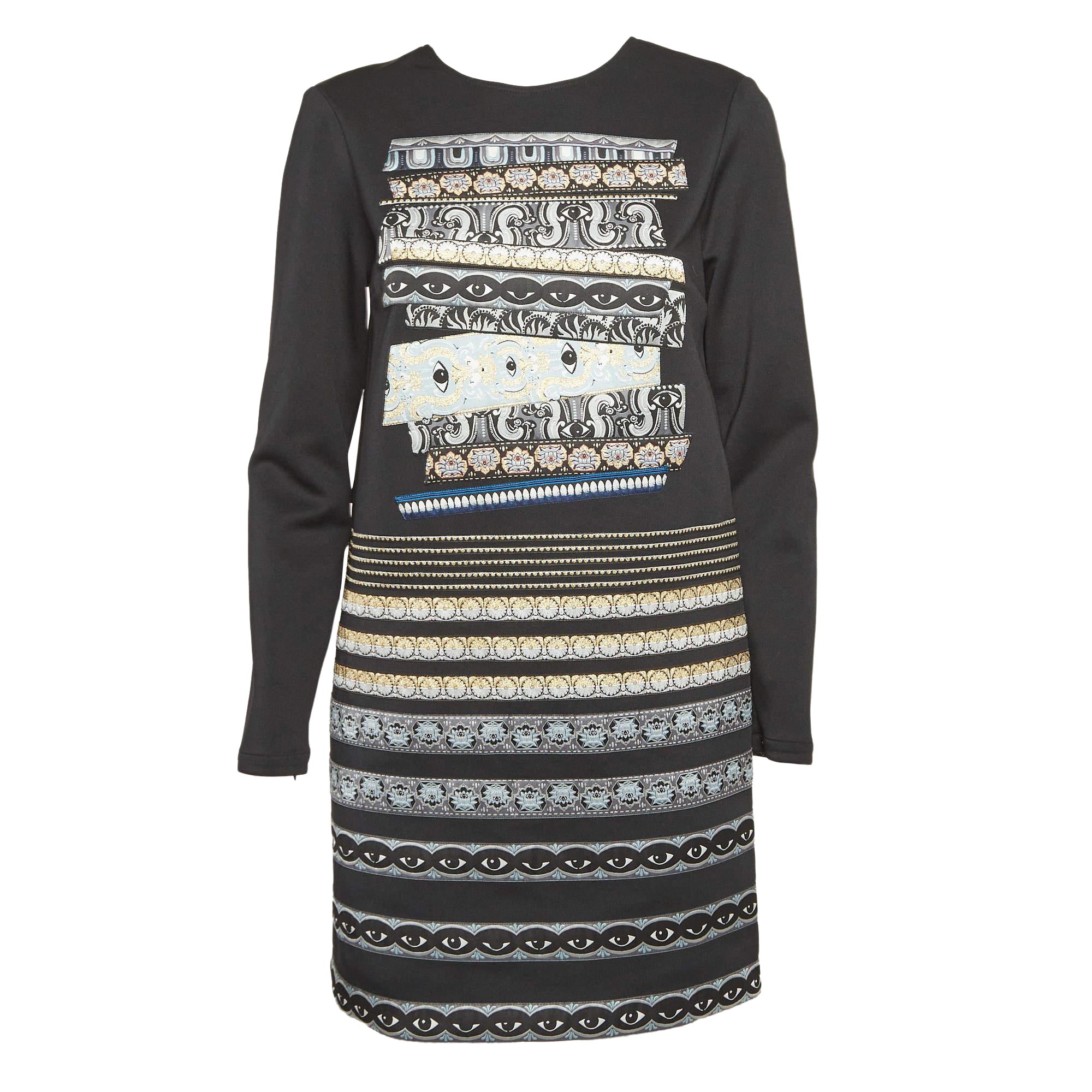 Kenzo Black Jersey Eye Patch Detail Mini Dress M For Sale