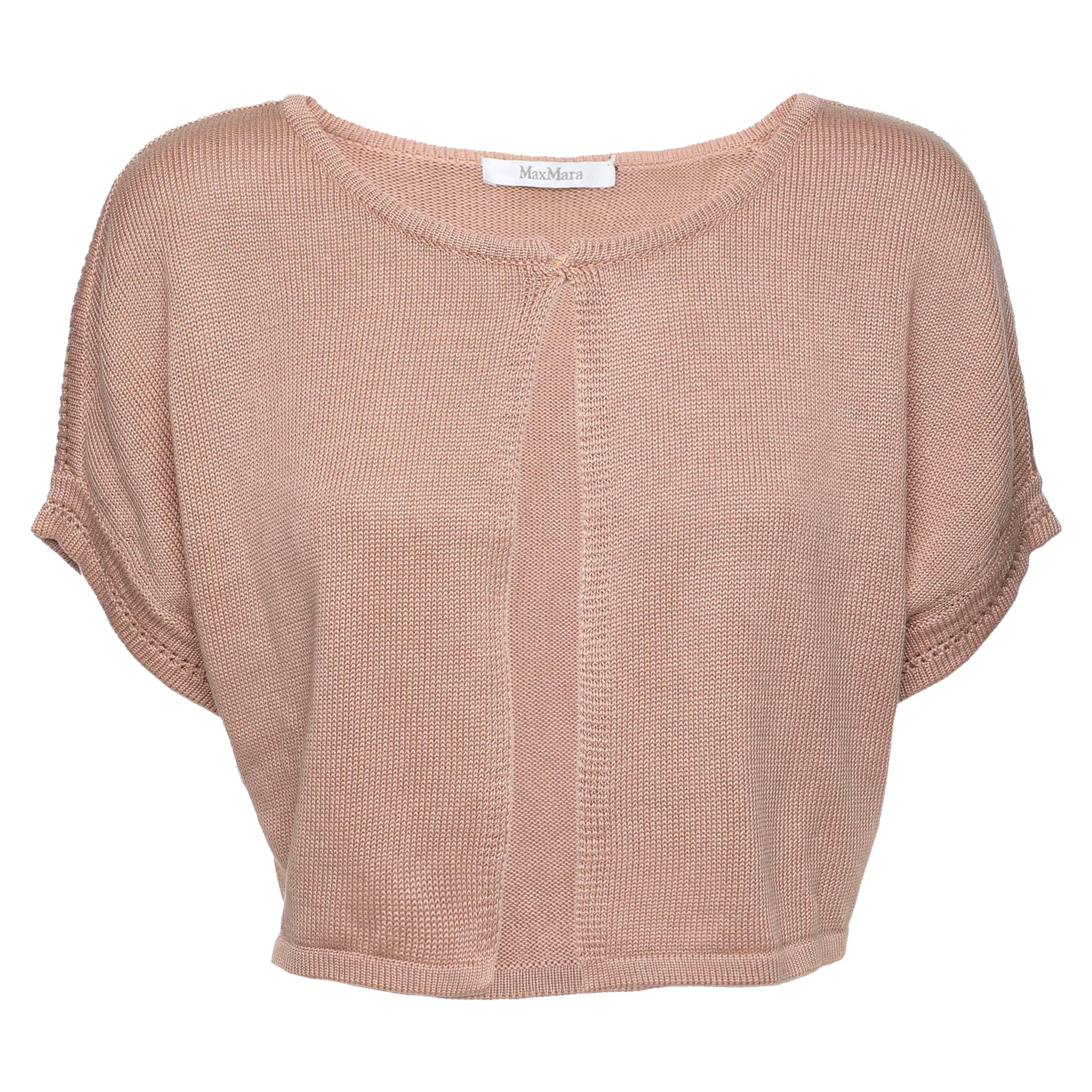 Max Mara Beige Silk Knit Sleeveless Crop Top M For Sale