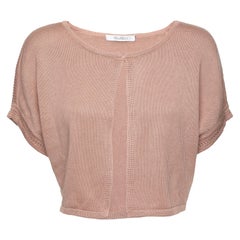 Max Mara Beige Silk Knit Sleeveless Crop Top M