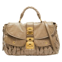 Miu Miu Light Green matelassé Leather Coffer Hobo