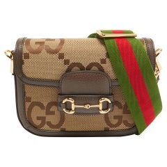 Gucci Brown/Beige Jumbo GG Canvas Mini Horsebit 1955 Shoulder Bag