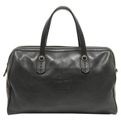 Bvlgari Black Leather Casa Fondata Embossed Satchel