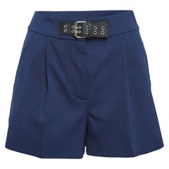 Moschino Mo5ch1no Jeans Navy Blue Gabardine Buckle Detail Shorts S