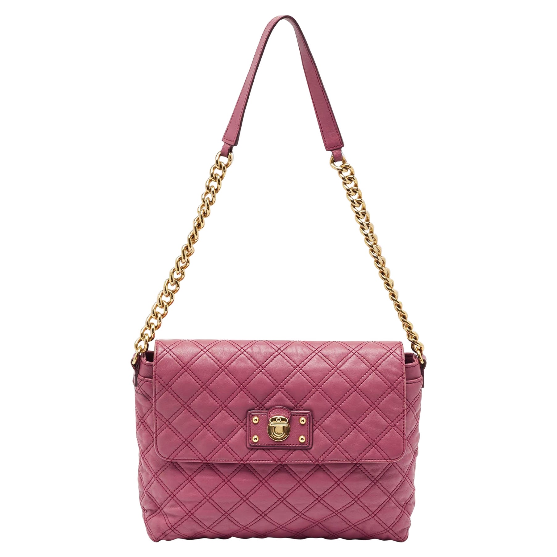 Marc Jacobs Bolso de hombro sencillo de piel acolchada rosa para el día y la noche en venta