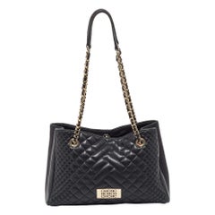 CH Carolina Herrera Black Quilted Leather Chain Tote