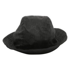 Gucci Schwarz GG Web Nylon Eimer Hut mit Beutel