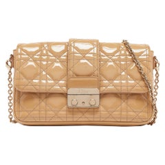 Dior Beige Cannage Patent Leather Miss Dior Promenade Chain Pouch