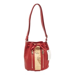 Alviero Martini 1A Classe Dark Red Leather Small Geo Bucket Bag