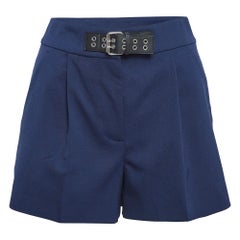 Moschino Jeans Mo5ch1no Pantalones cortos de gabardina azul marino con hebilla S