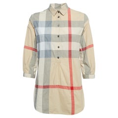 Burberry Brit Túnica de cuadros gigantes de algodón beige XS