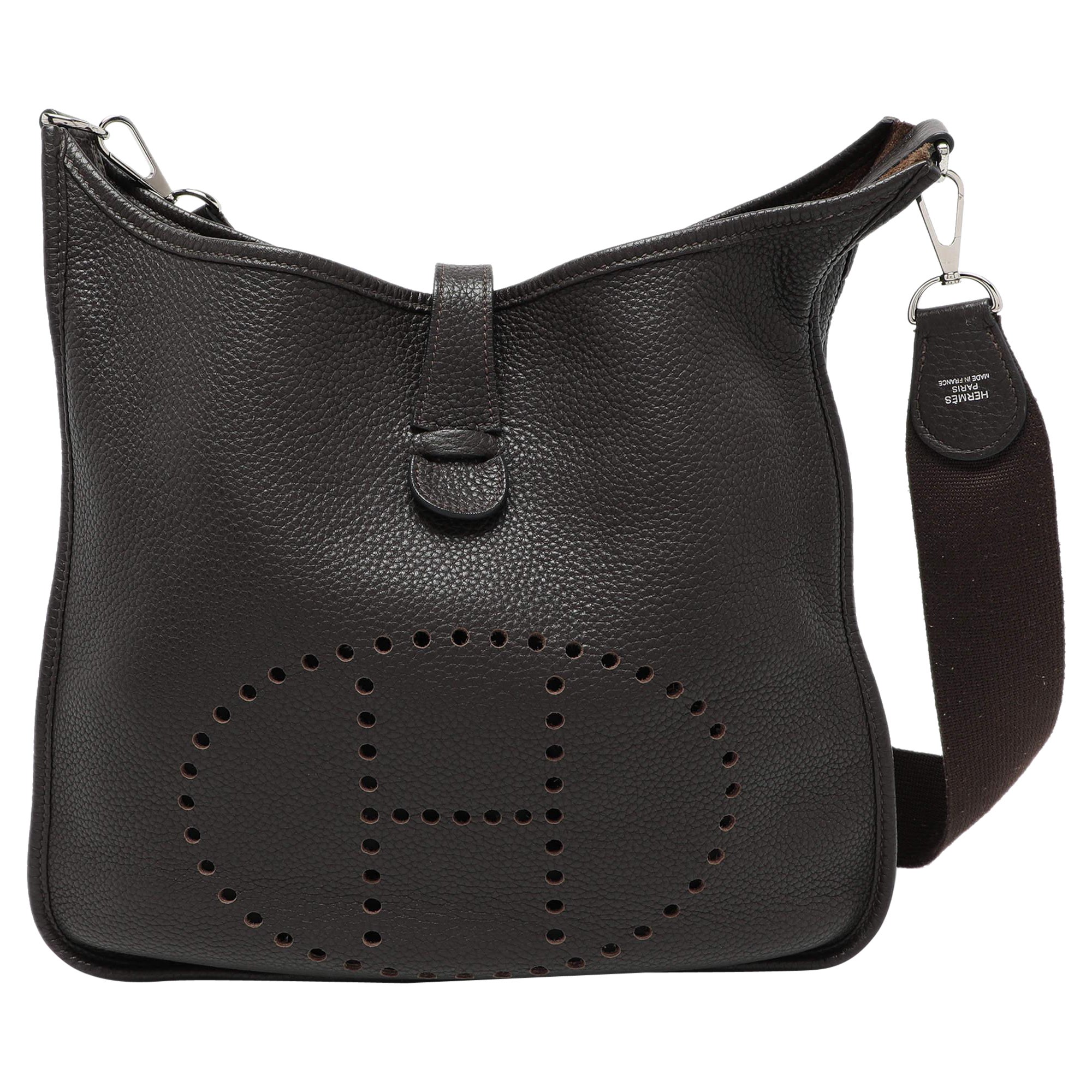 Hermes Brown Leather Evelyne III GM Bag For Sale
