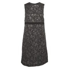 Max Mara Black Floral Brocade Sheath Dress M