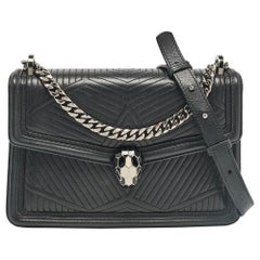 Bvlgari Black Diamond Blast Leather Serpenti Forever Shoulder Bag