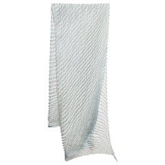 Fendi Grey/Blue Stripe Zucca Print Satin Plisse Stole