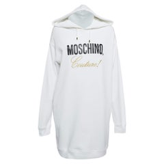 Moschino Couture  Vestido con capucha de algodón blanco con logotipo M