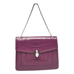 Bvlgari Purple Leather Large Serpenti Forever Shoulder Bag