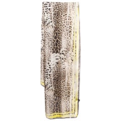 Roberto Cavalli Estola de seda marrón con estampado de leopardo