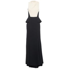 Elie Saab Black/Beige Crepe Sleeveless Maxi Dress S