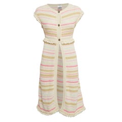 Chanel Multicolor Lurex Knit Button Front Short Dress S