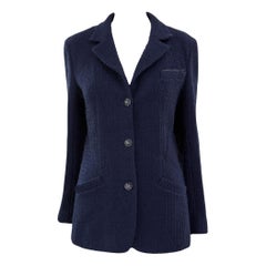 Chanel Neu CC Gripoix Buttons Marineblaue Tweed-Jacke mit Knopfleisten 38 FR