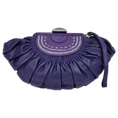Christian Dior Plisse Clutch Purple Pleated Leather